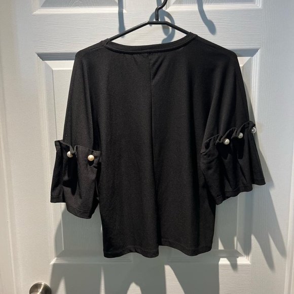 Zara Black Blouse with Pearls - Picture 1 of 4